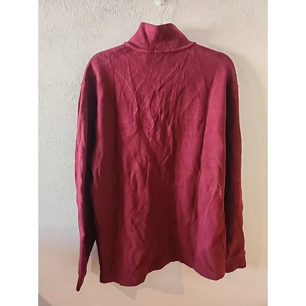 Polo Ralph Lauren Men's Classic Estate-Rib Quarter-Zip Pullover XL Burgundy Red